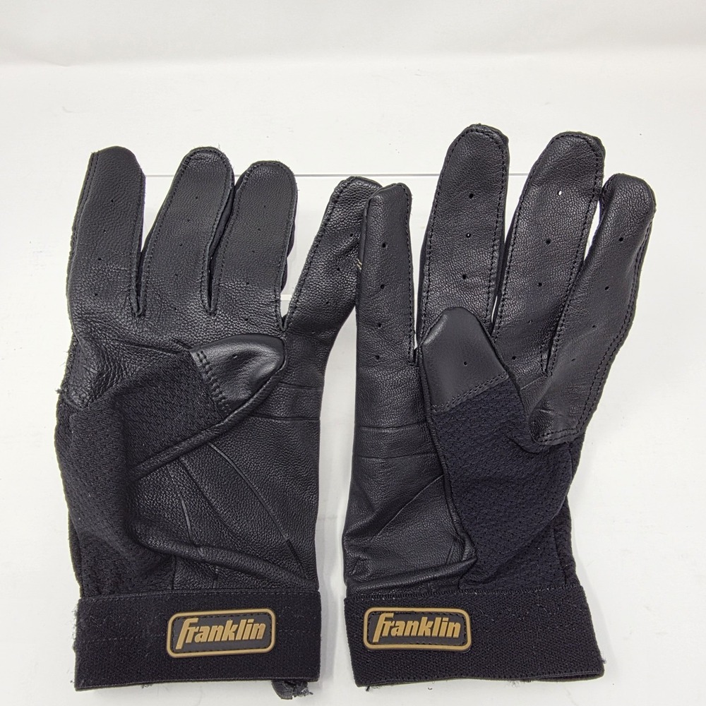 Franklin Classic One LT Batting Gloves Gold Black Men's LARGE MLB Official Pair - Picture 3 of 5